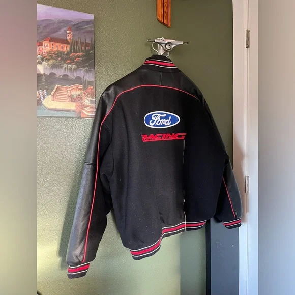 ジャケット・アウター Ford Racing jacket Vintage Blue Black Essex Ford Racing NASCAR Racing Jacket